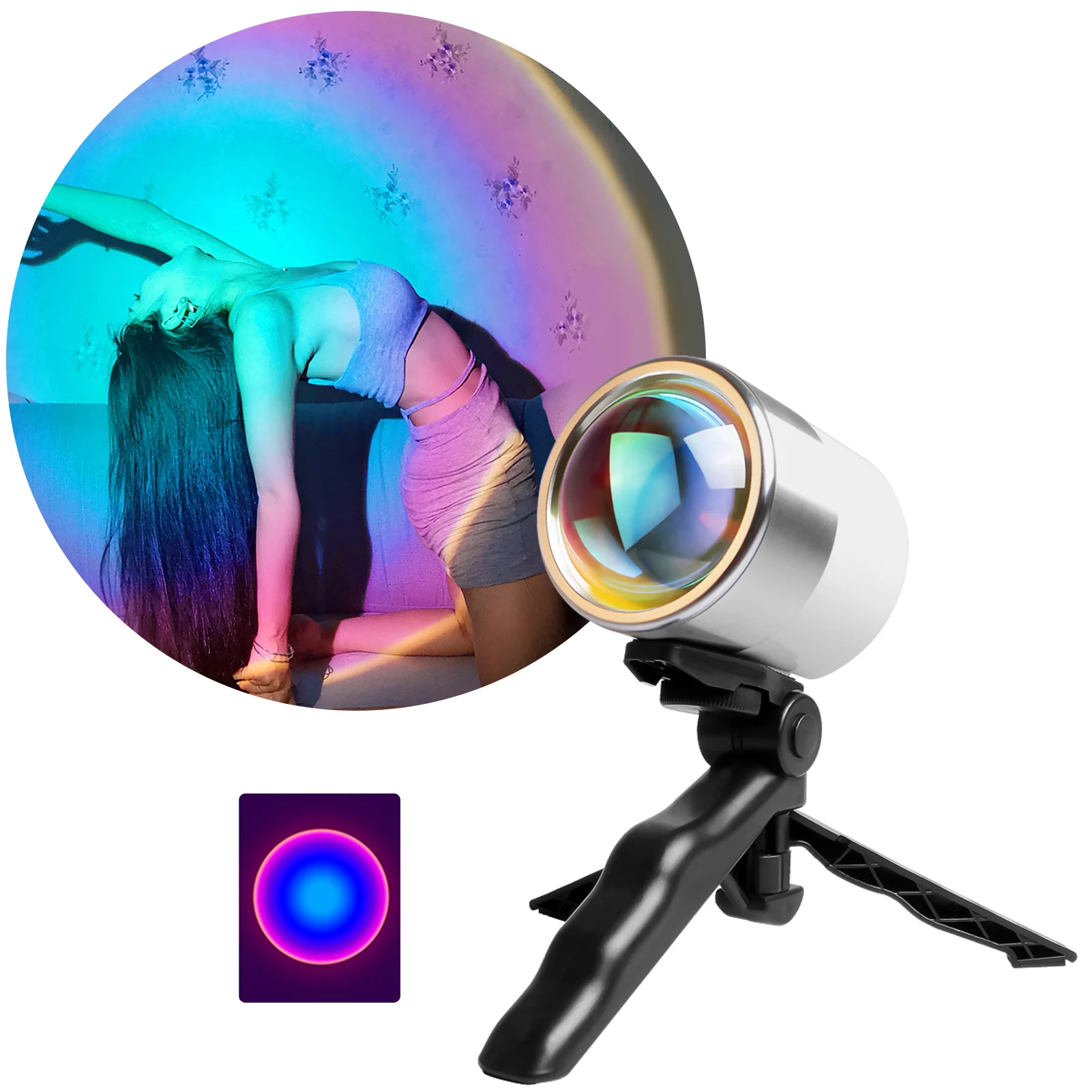 

Sunset Projection Light with Desk Tripod 180° Rotated USB Sunset Lamp Romantic Visual LED Light Night Light for Home Party Room