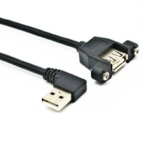 right angle 90 degree usb 2 0 male to female screw lock panel mount extension cable with screws 30cm 50cm 100cm