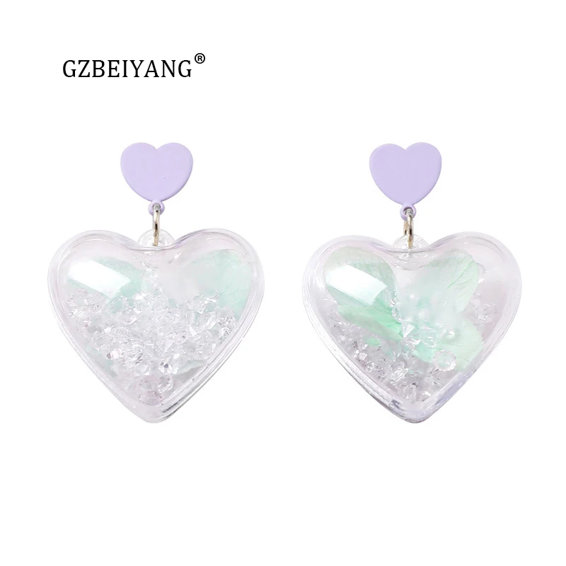 GZBEIYANG 2019 горячая распродажа Пластиковые в форме сердца цветные серьги со