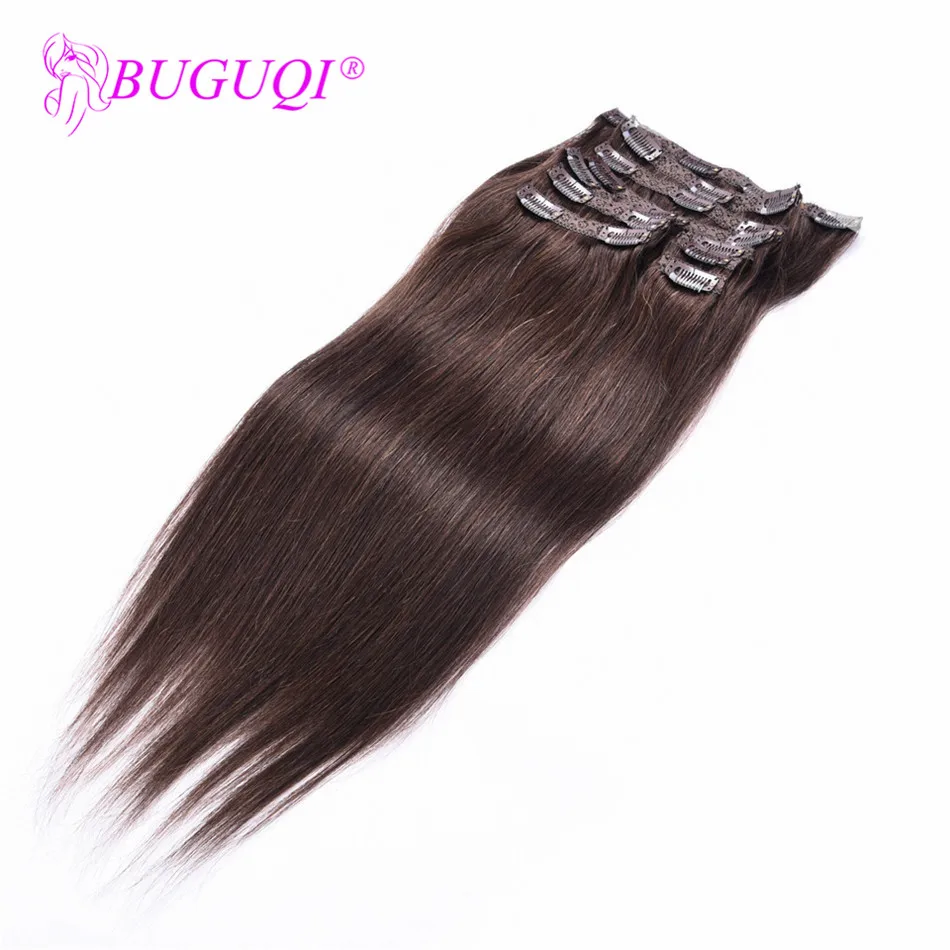 BUGUQI заколки для волос человеческие волосы наращивания перуанские #2 Remy 16 до 26