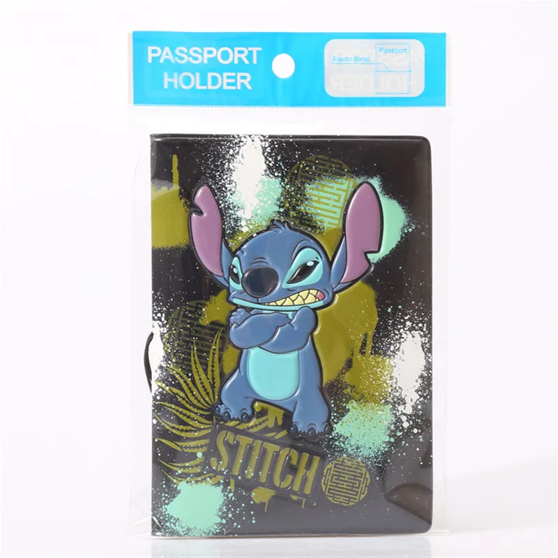 

Disney boy girl carton New Stitch Cartoon PU Passport Case wallet Student ID card Holder coin bag