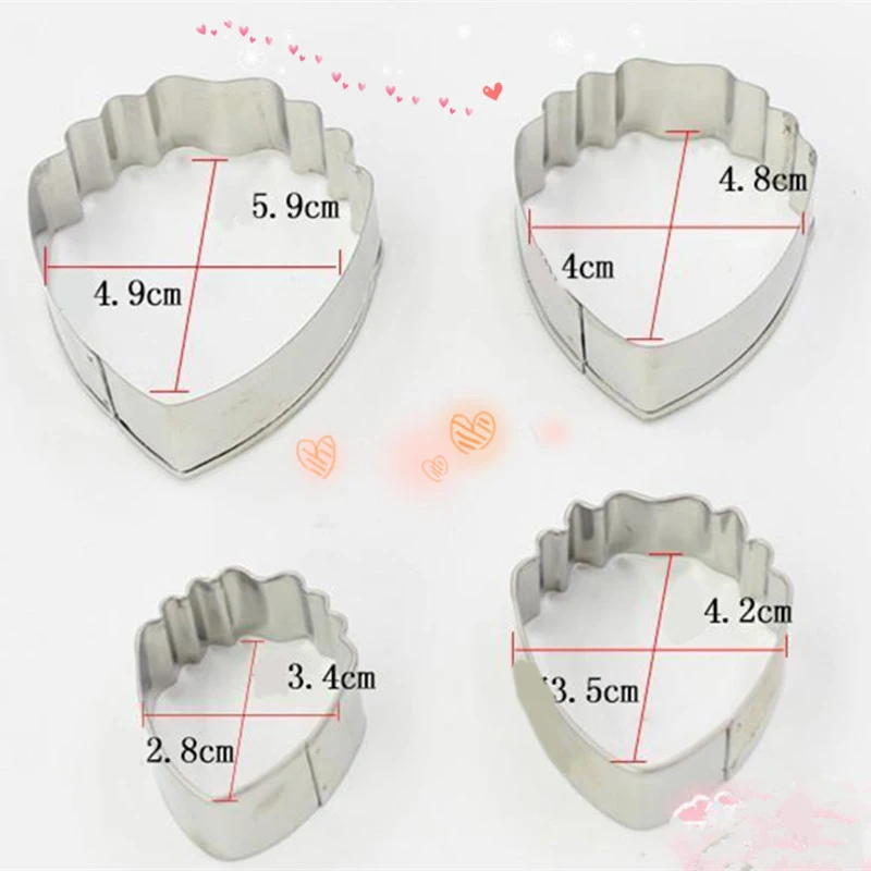 

4 pieces stainless steel size mold peony petal shape DIY chocolate cake mold Valentine's Day baking mold kitchen tool
