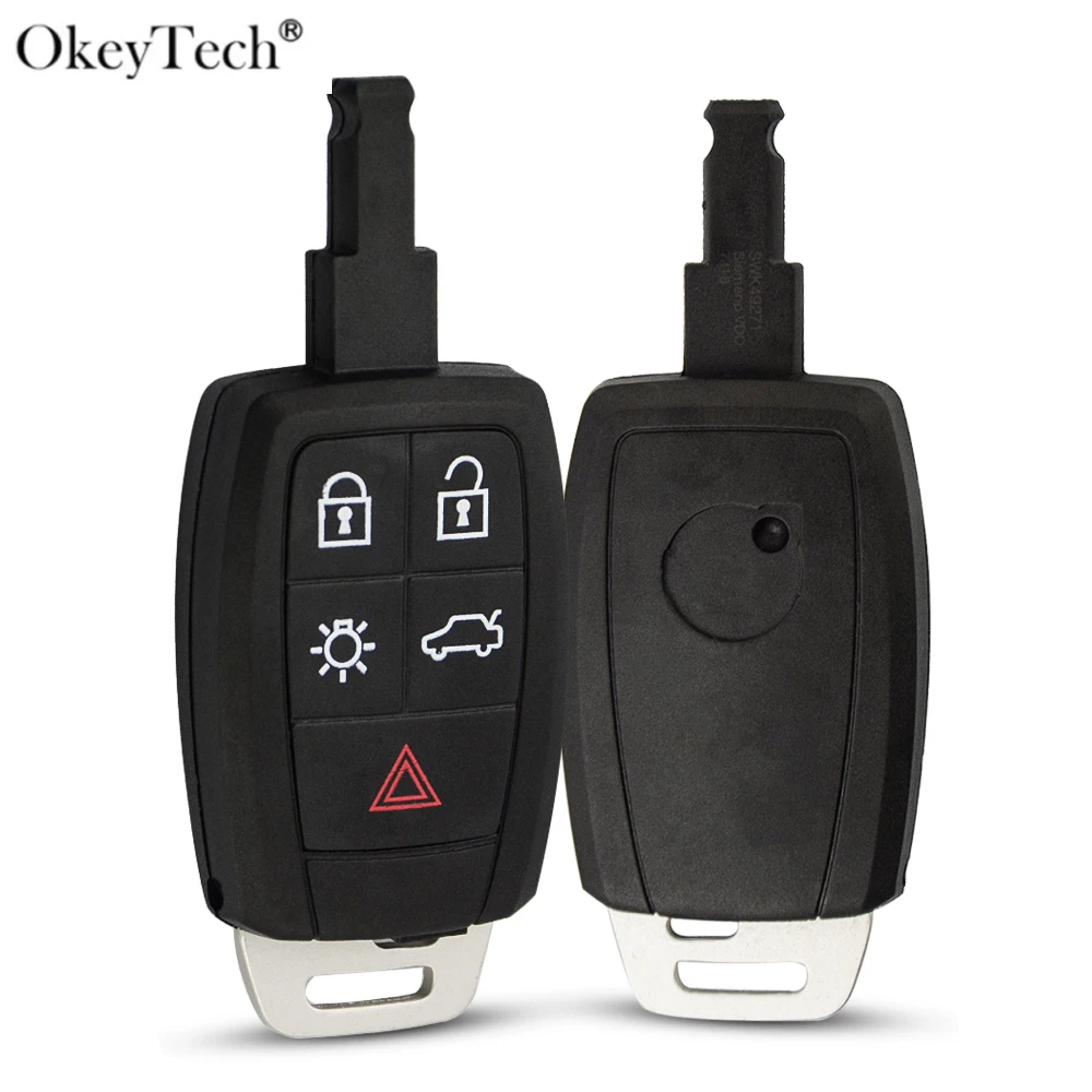 Okeytech New Style 5 Buttons Car Remote Key Shell Case Cover Fob For Volvo C30 C70 XC90 V70 S60 V40 V50 Replacement Insert Blade