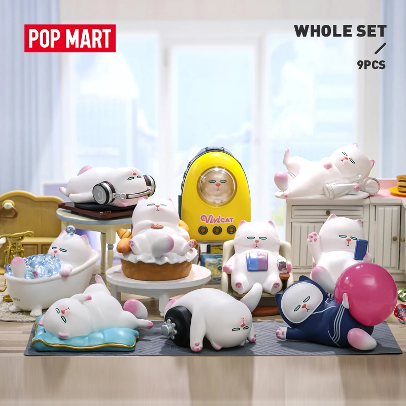 POPMART VIVI кот лазурно лежа 3 для всей коробки глухая коробка кукла двоичные животные