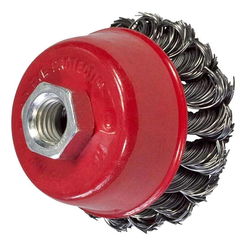

3Inch Twist Knot Wire Wheel Cup Brush for Any Angle Grinder with M14 Thread for Remove Paint Scale Rust Deburring,4 Pack