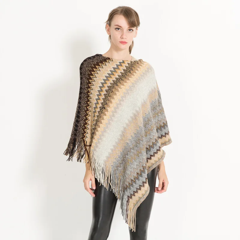 Высокое качество пончо Европейская и американская мода вязаная накидка шаль