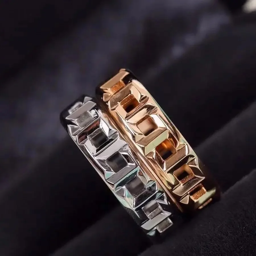 

Popular 1:1 Sterling Silver Men's And Women's Ring Hollow Text Ring Personality Luxury Jewelry All-Match Party Gift 3 Colors