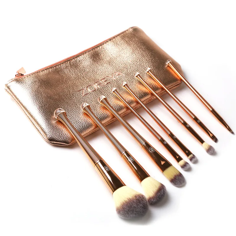 

Daubigny 8Pcs Rose Gold Makeup Brushes Mermaid Synthetic Hair Cosmetic Set Concealer Powder Blending Eyeshadow Makeup Tool Blush