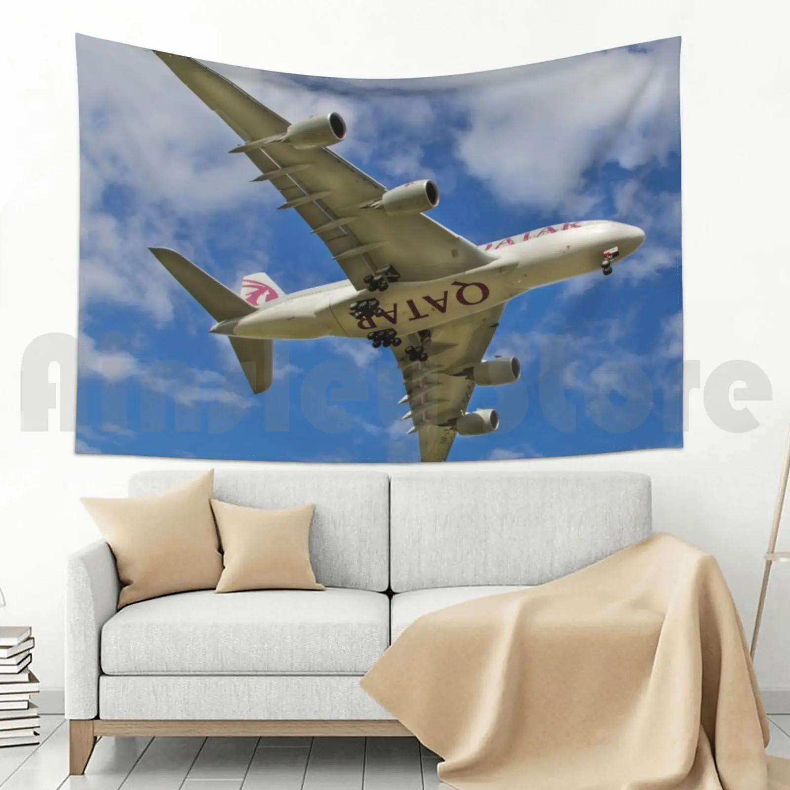Катарский гобелен гостиная спальня Катар самолет посадка 747 780 Летающий
