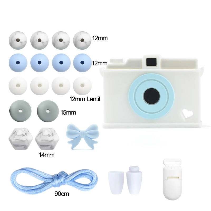 camera 2 LOFCA, детский силиконовый прорезыватель, сделай сам, енот, коала, детский прорезыватель, ожерелье, игрушка, мультфильм, соска, цепь, зажим, пищевые Силиконовые Бусины - Окраска металла: camera 2