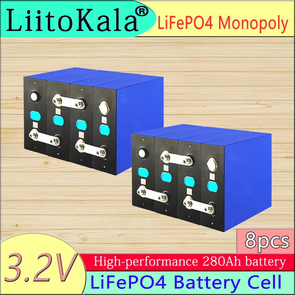 

LiitoKala 8 шт. LiFePO4 3,2 V 280Ah ячейки для 24V 280Ah Lifepo4 батарея домашнее хранилище солнечной энергии с шинами