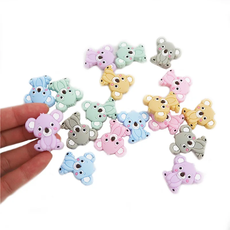 Chenkai 50PCS Silicone Koala Teether Beads Chewable Animal Necklace Pendant BPA Free For Baby Dummy Teething Pacifier Accessory