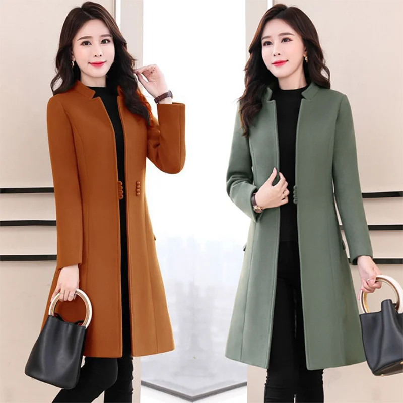 Новинка 2021 шерстяное пальто женская тонкая приталенная куртка средней длины на