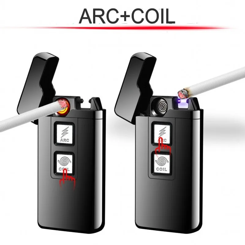 Новинка 2 в 1 дуговая зажигалка с катушкой Умные Электронные USB зажигалки двойного