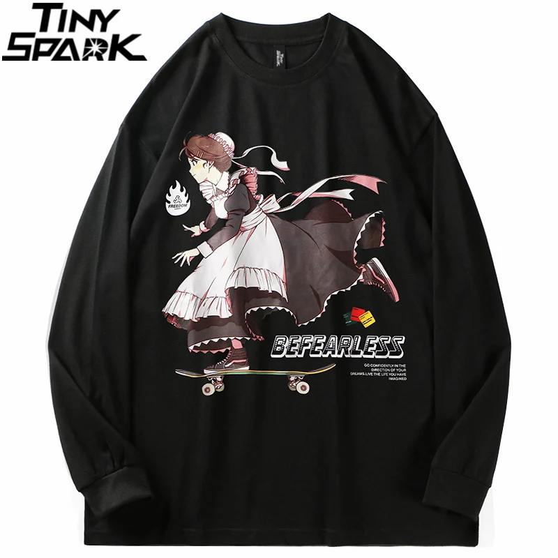

2021 Мужская Уличная футболка в стиле хип-хоп, футболка для девочек с принтом скейтборда и букв, осенняя хлопковая Футболка Harajuku, топы с длинны...