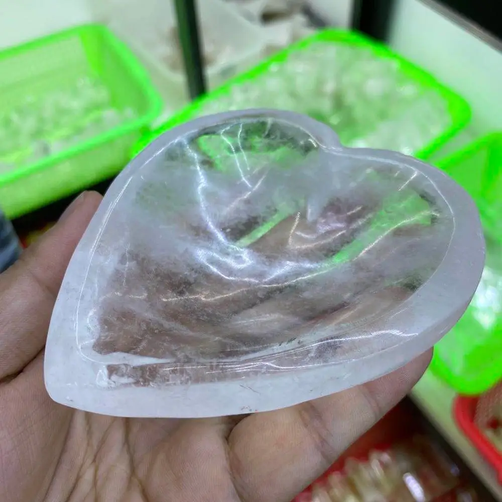 

Special Price Hand Carved Heart Shape Bowl Natural Clear Quartz Crystal Carving Energy Healing For Home Decoration Or Gift
