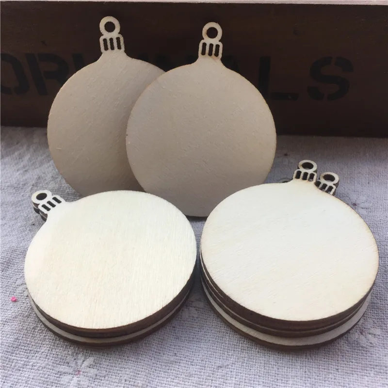 

100pcs 35x40mm/70x80mm Unfinished Wooden Blank Round DIY Bauble Shapes Christmas Gift Tags Decorations