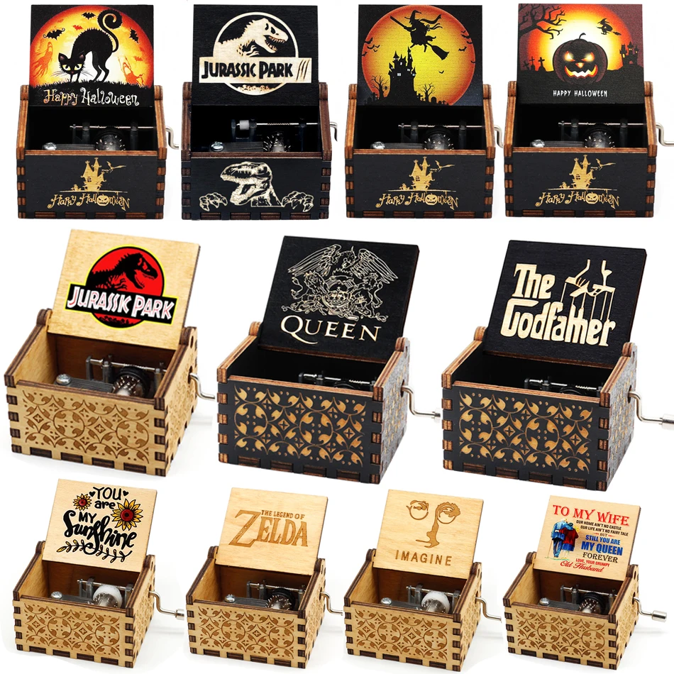 Деревянная музыкальная шкатулка с резьбой в античном стиле Розовая пантера