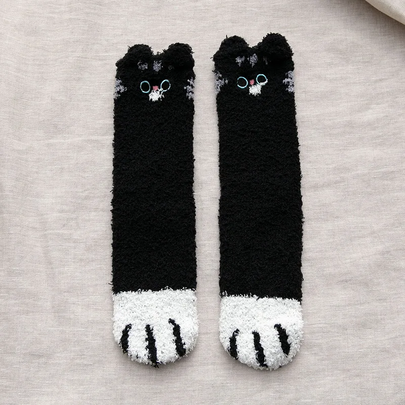 Мягкие матовые толстые зимние новые теплые женские носки для пола с милыми