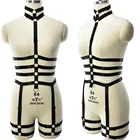 Черный боди с ремнем на поясе, регулируемый сексуальный комплект нижнего белья, полный боди-клетка, готические Подвязки для ног, женский бюстгальтер с открытой грудью