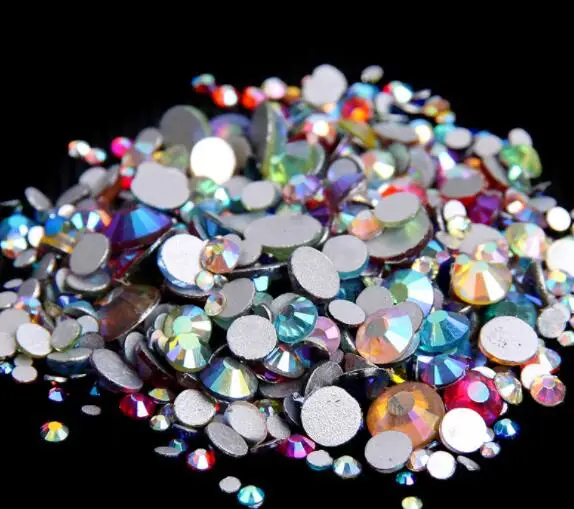 Mix AB colors 350 шт смешанные размеры, дизайн ногтей не исправление хрусталя и искусственного алмаза AB Цвет Flatback Стекло не горячей фиксации украшение для ногтей, со стразами кристалл - Цвет: Mix AB colors