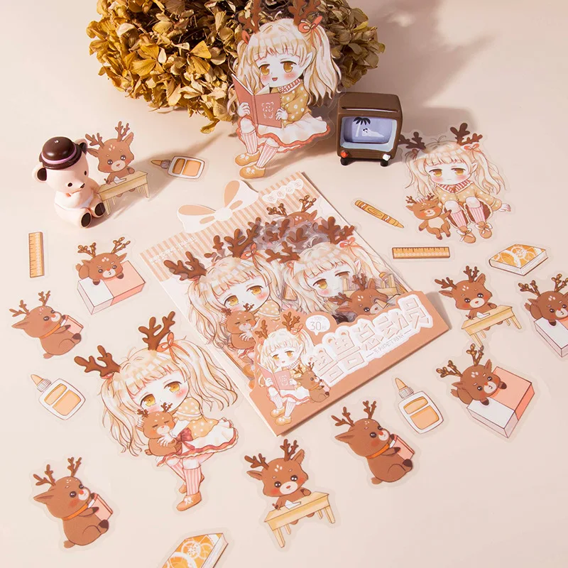 30 шт./милые аниме наклейки из серии &quotДевочка&quot &quotсделай сам&quot &quotблокнот&quot
