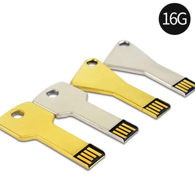 Micro usb stick 2,0 128 ГБ USB флэш-накопитель 64 флэш в виде ключа формы 32 ГБ флеш-накопитель металлический золотой Флешка 16 Гб memoria stick 8 ГБ 4 ГБ бесплатный логотип