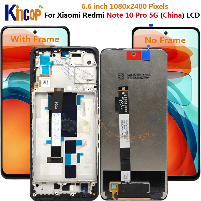 Дисплейный модуль для Xiaomi Redmi Note 10 Pro с рамкой и сенсорной панелью - купить по