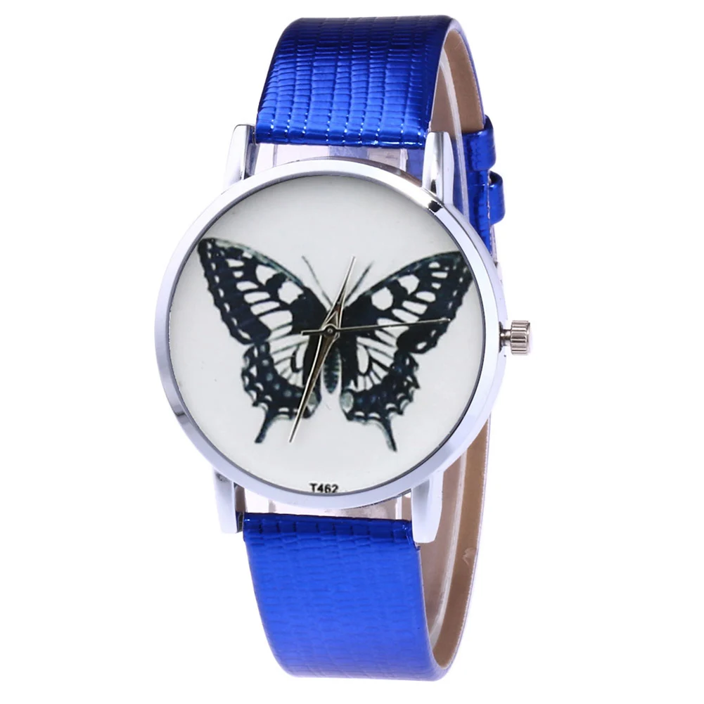 

Watch For Women Cartoon Butterfly Illustration Faux Leather Band Round Dial Watch Quartz Watch Gifts For Women Men Reloj Mujer