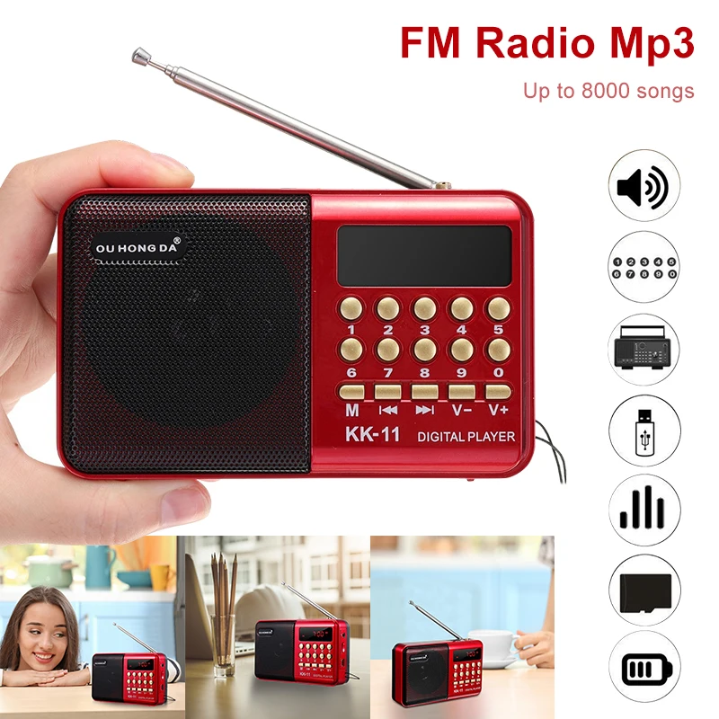 VicTsing K11 портативное мини радио USB TF MP3 плеер 3W fm перезаряжаемый динамик со звуком