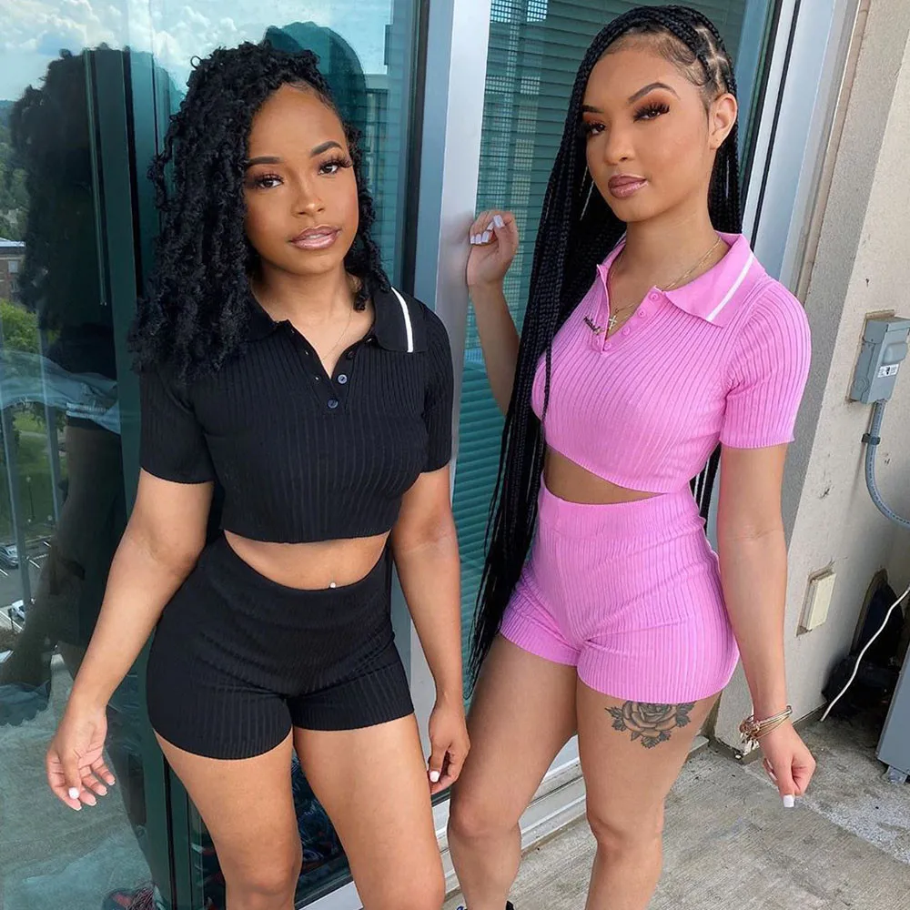 Женский трикотажный комплект из двух предметов осенняя одежда с коротким