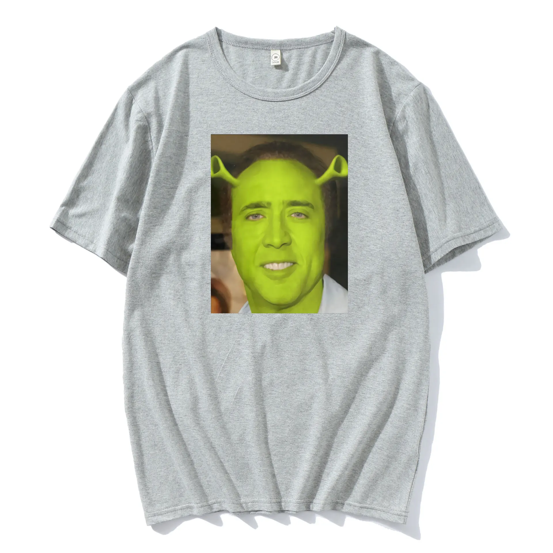 

Nicolas Cage Shrek Summer T-Shirt Men Funny Meme Picolas Cage Awesome Cotton Tees O-Neck Short Sleeve T Shirt Harajuku Clothing