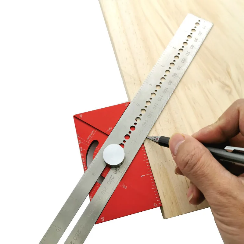 

Multi-function Angle Scribing Ruler Scale Dividing Line Ruler Woodworking Positioning Block Scriber Gauge for Measuring Tools