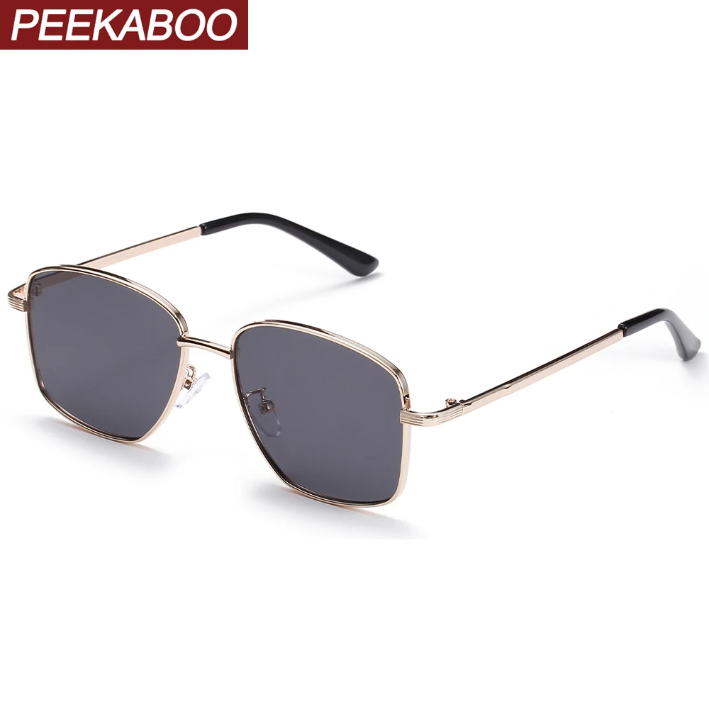 Мужские квадратные солнцезащитные очки Peekaboo коричневые в металлической оправе
