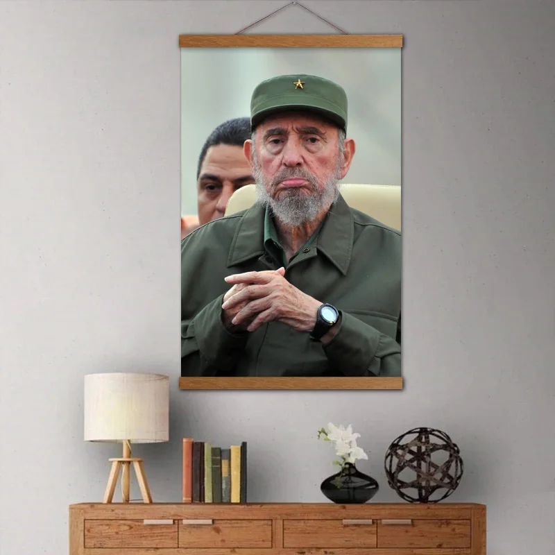 Великий лидер Кастро твердой древесины Scrolls картина знаменитости плакат Плакаты