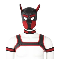 men costume dance dog mask neoprene play body restraint costume chest harness man top belt dog hood choker collar arm set