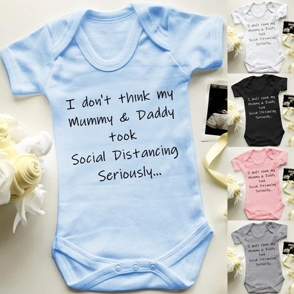 

Social Distancing Baby Announcement Baby Bodysuit Toddler Baby Rompers Summer Short Sleeve Tee Shirts