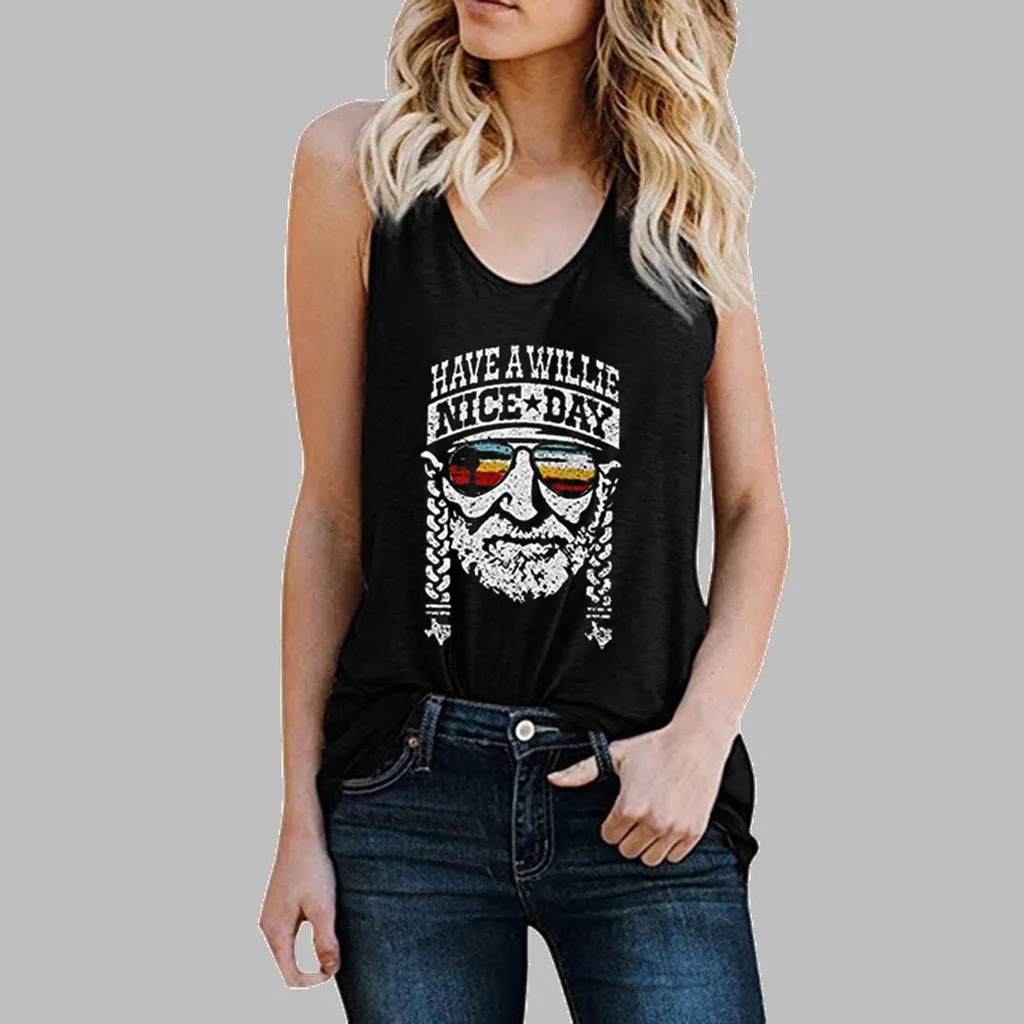 Топ женский с круглым вырезом модная повседневная майка без рукавов надписью Hi day