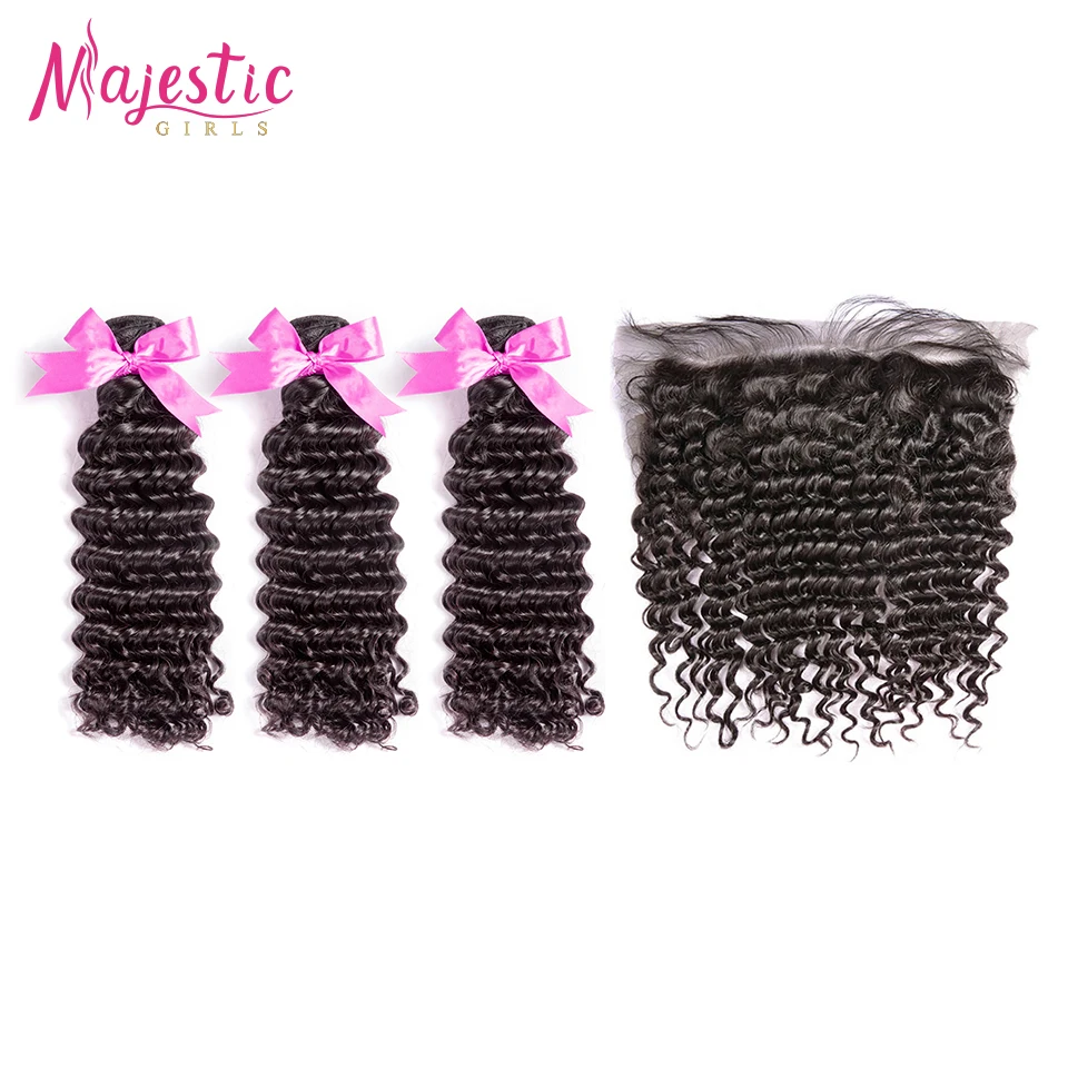 

OneCut Hair Deep Wave 8-32 Inch P Indian Remy Hair Natural Color Curly Bundles With Frontal Human Hair Weave Bundles