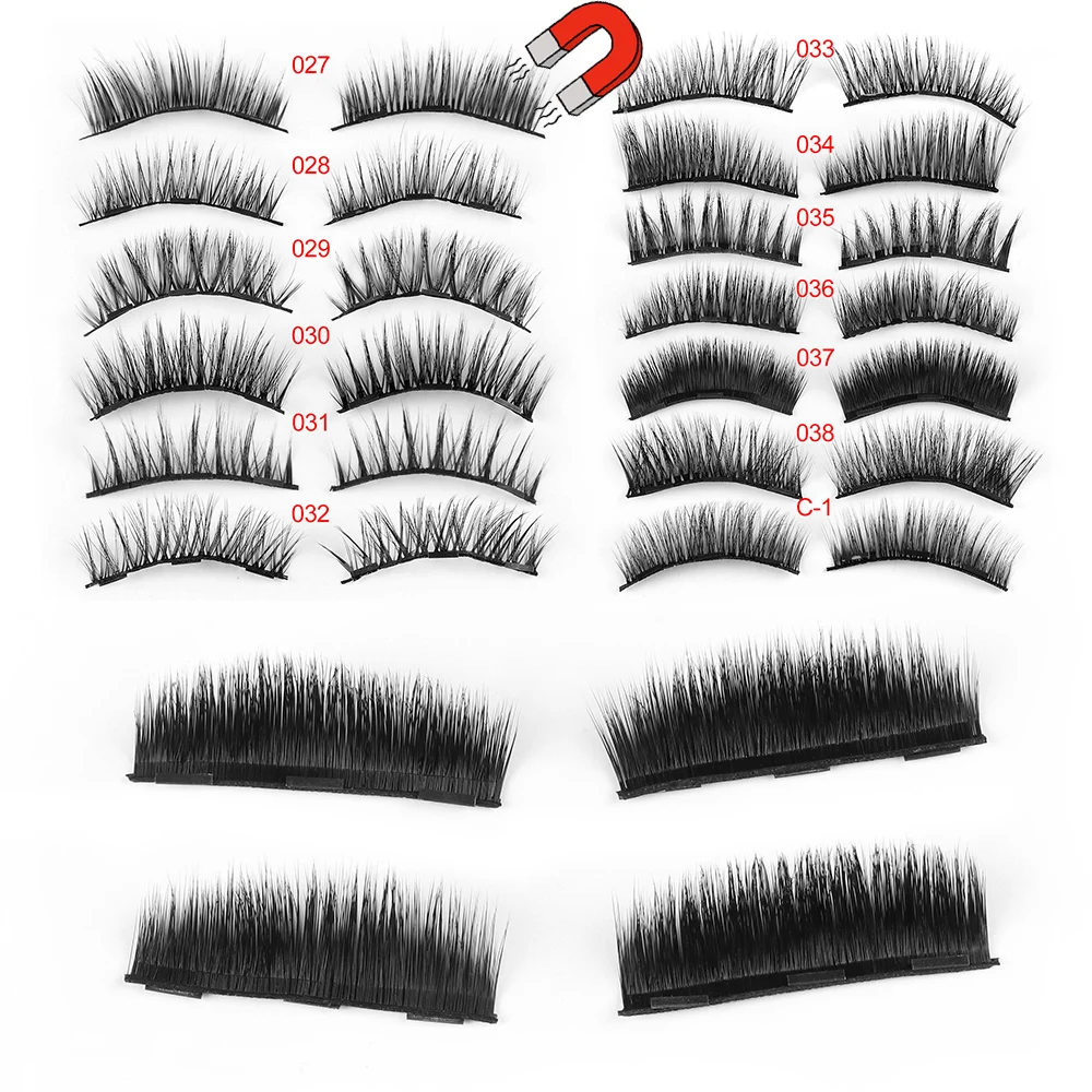 Новинка 4 пары натуральные длинные накладные ресницы магниты 3d норковые