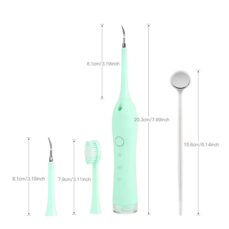 

Electric Dental Calculus Remover Teeth Cleaning Tools Tooth Tartar Scraper Stains Removal with Mouth Mirror 4 Toothbrush Heads50