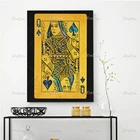 Художественная печать на холсте Королева пикадов, постер для изобразительного искусства, карточка на удачу, покерная живопись, настенное искусство в казино, художественные модульные картины, Декор для дома