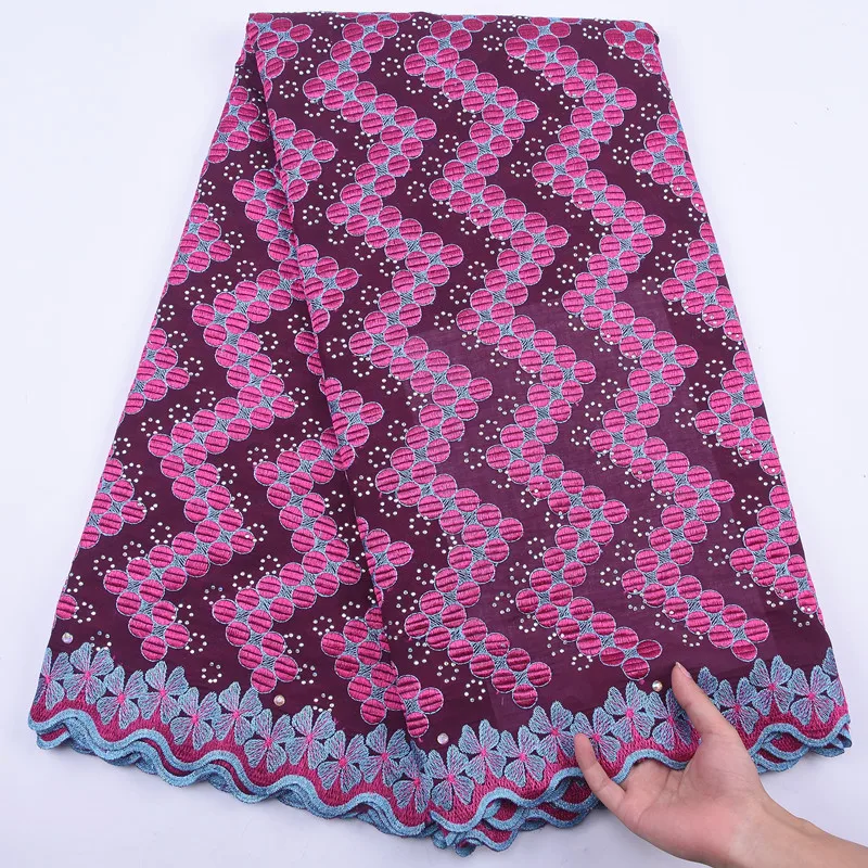 Новейшая розовая африканская сухая хлопчатобумажная кружевная ткань высокого