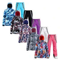 brand colorful womens ice snow suit sets snowboarding clothing waterproof winter wear costumes ski jackets strap pants girls