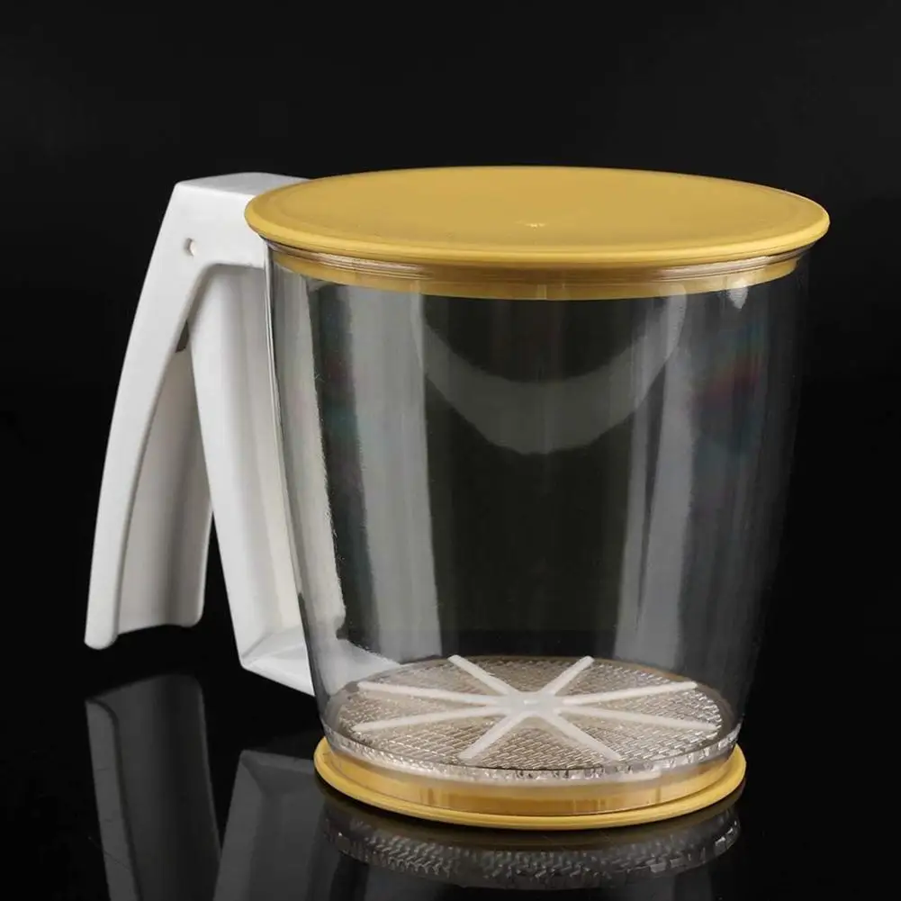 

Cup Flour Sifter Strainer Plastic Fine Sugar Tools Filter Lid Flour Pastry Baking With Sieve Powder Kitchen W8w2