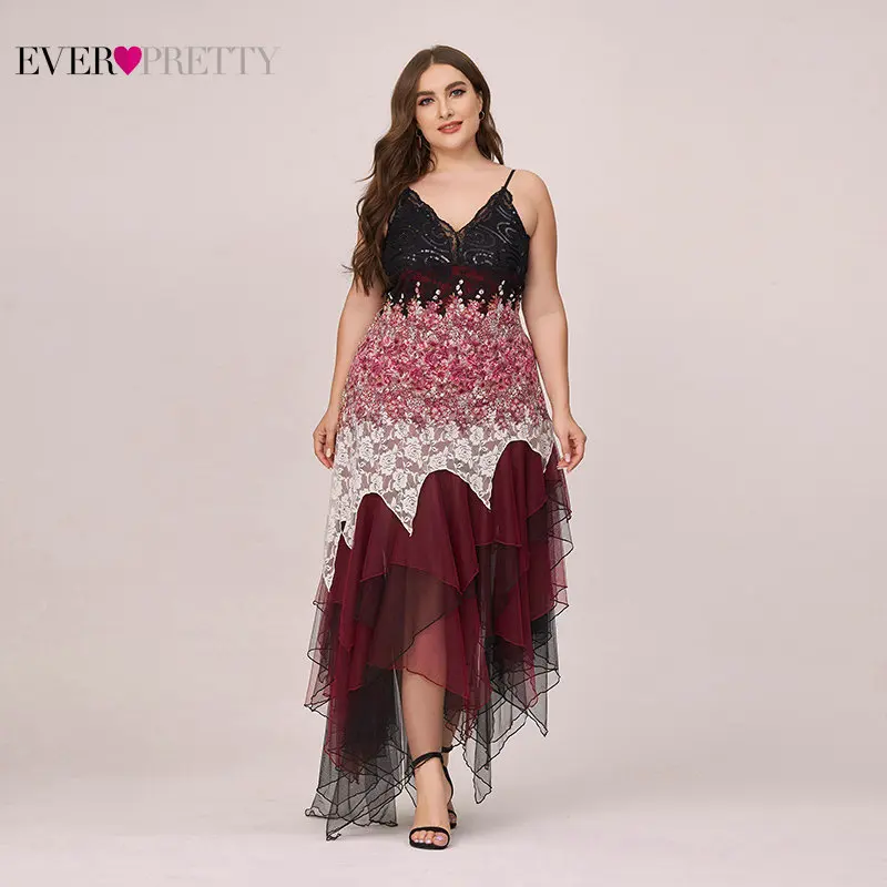 Коктейльные платья размера плюс Ever Pretty ассиметричные кружевные вечерние на