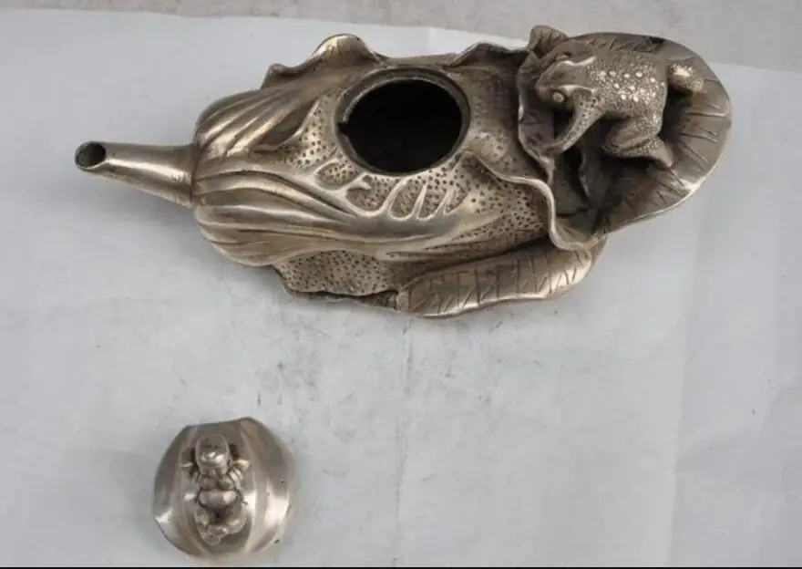 9 &quotКитайский Серебряный мальчик жаба bufo лягушка капуста статуя желтое вино чай