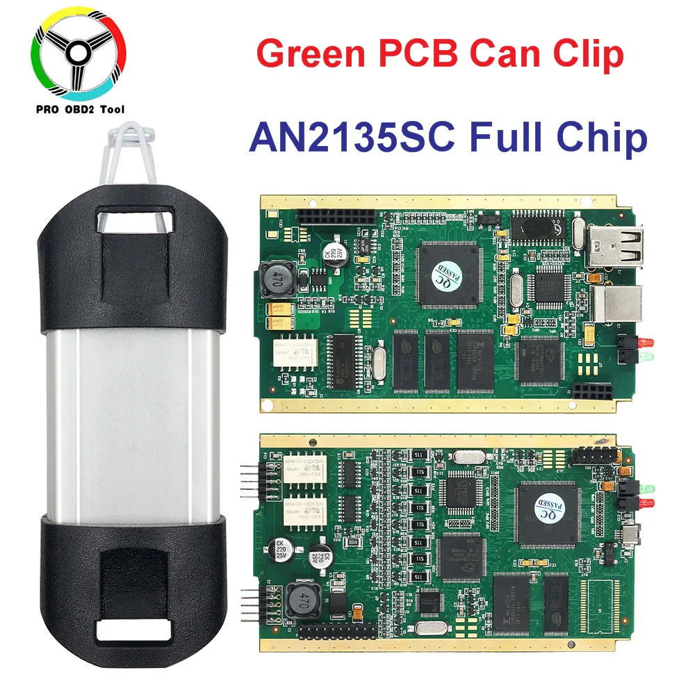 Новинка, может зажимать V190, полный чип, зеленый PCB, CYPRESS AN2135SC, может зажимать OBD2, диагностический инструмент, диагностический интерфейс, сканер