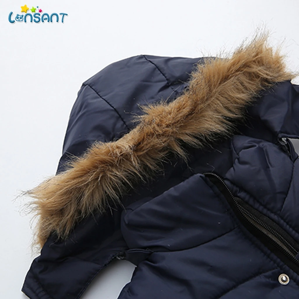 Детская куртка для мальчиков LONSANT теплая зимняя с капюшоном верхняя одежда N30