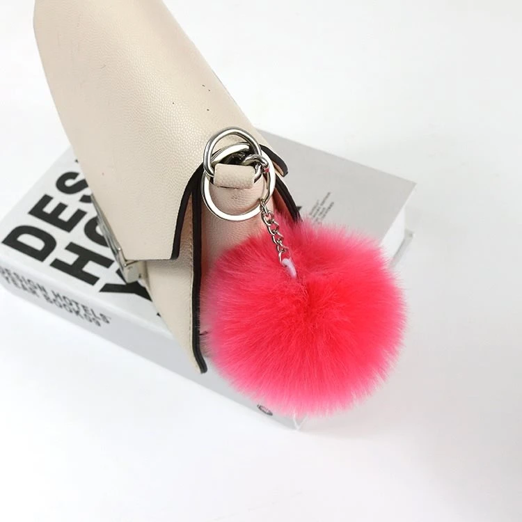 Лидер продаж пушистые шарики из кроличьего меха 8 см 29 цветов брелок черного